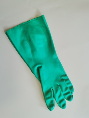 18 Mil Green Nitrile Glove المقاومة للحرارة القفازات المقاومة للمواد الكيميائية المنزلية النتريل