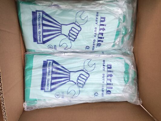 قفازات النتريل الخضراء، مزدوجة اليد، تم اختبارها للعلاج الكيميائي، مقاومة للمواد الكيميائية، واقية صناعية، قفازات يمكن التخلص منها