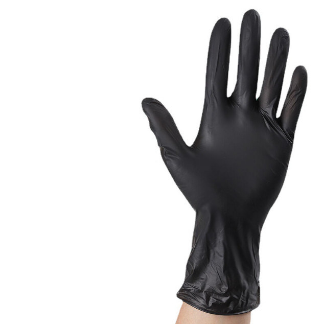 Black Disposable Nitrile Glove powder free non sterile ambidextrous textured surface chemical resistant for medical laboratory and industrial